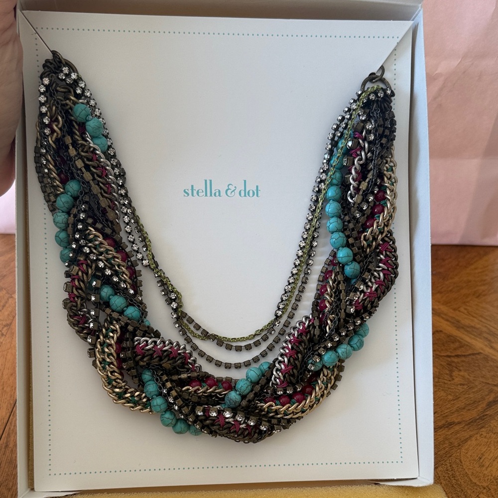 Retired Stella & Dot Jade Turquoise Statement Necklace, Bamboleo Necklace